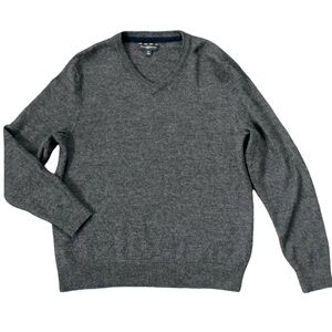 Merino Club Room Medium Wool Blend Dark Grey V-Neck Sweater EUC